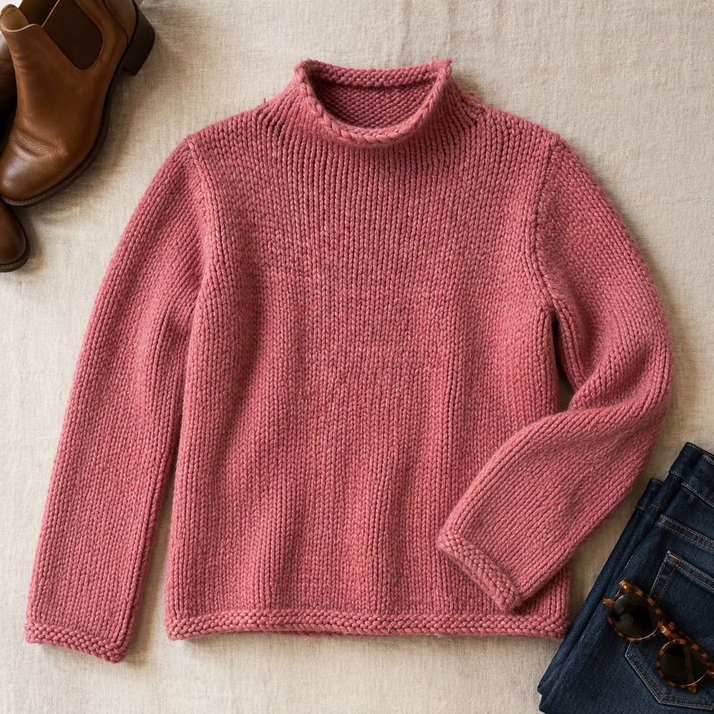 Madewell Sweater Womens Small Pink Wool Alpaca Blend Chunky Knit Funnel Neck